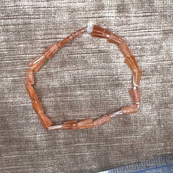 Peach Moonstone and Rainbow Moonstone stretch bracelet handmade - Picture 3 of 5